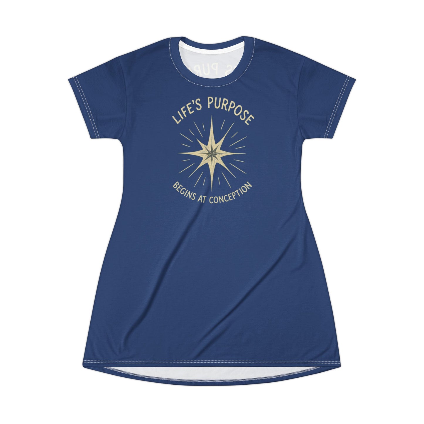"Life's Purpose Begins at Conception #02", T-Shirt Dress (Mermaid Blues)