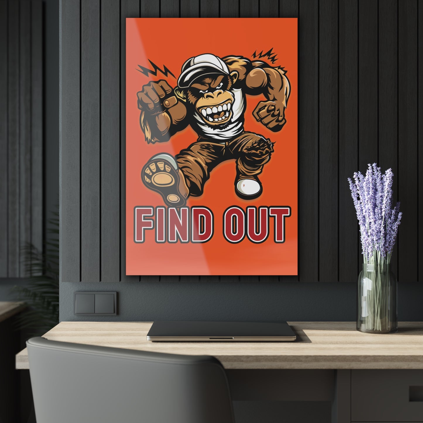 "Find Out", Acrylic Wall Prints (French Cleat Hanging) (Willpower Orange)