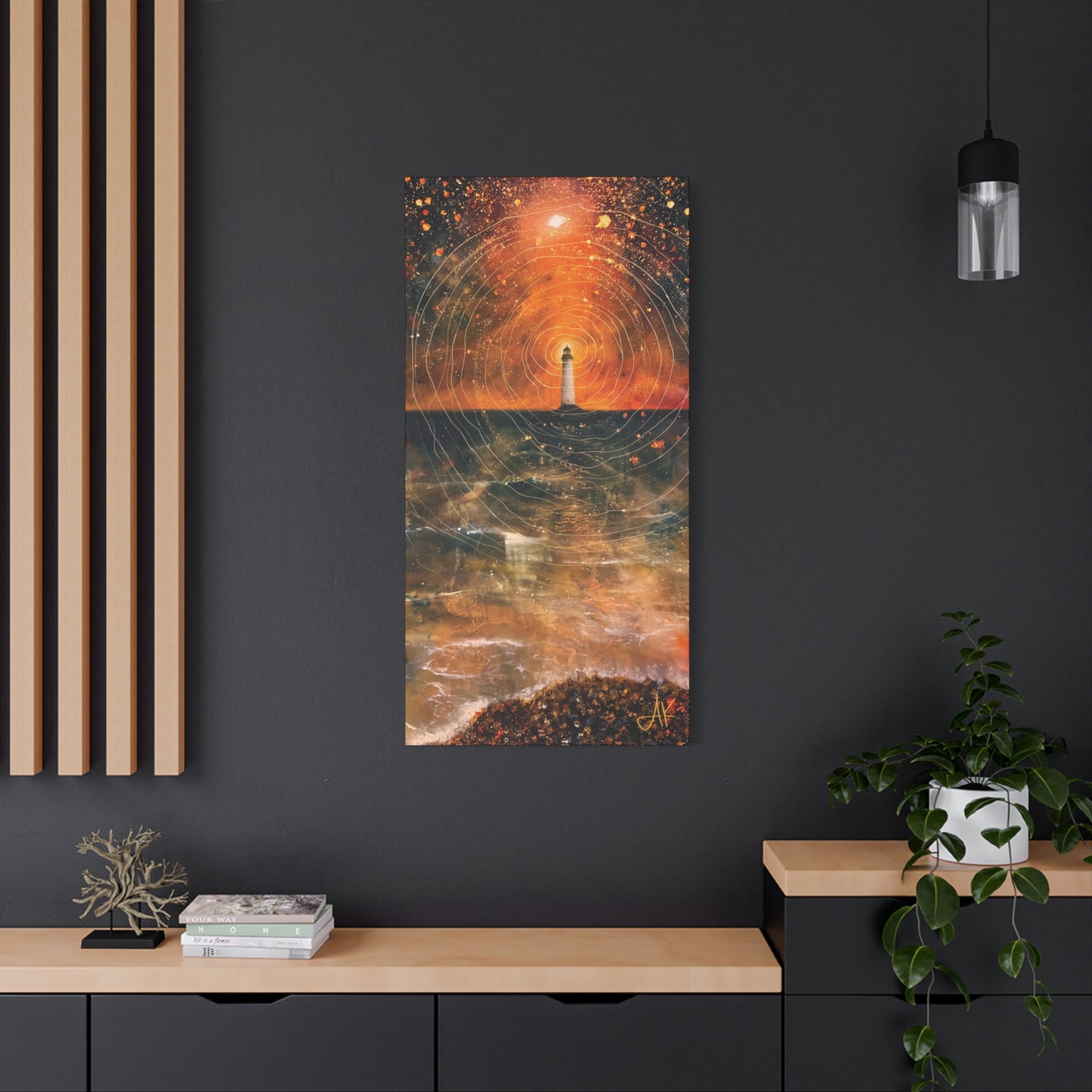 "Beacon in the Rings of Night", Fine Art Matte Canvas, Stretched, 1.25"