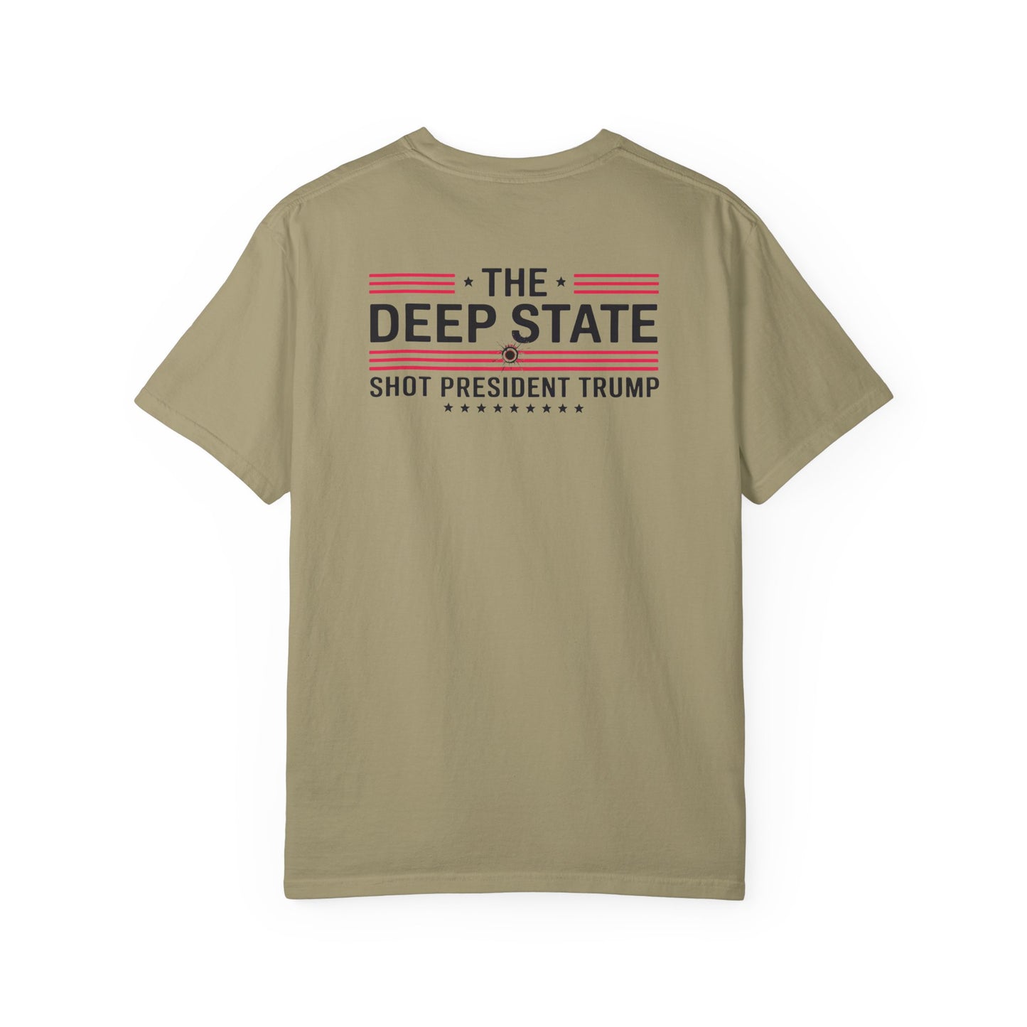 "The Deep State Shot President Trump" #02, Unisex White T-shirt