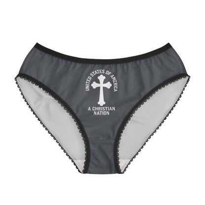 "USA - A Christian Nation" #04, Women's Briefs (Hebridean Grey)