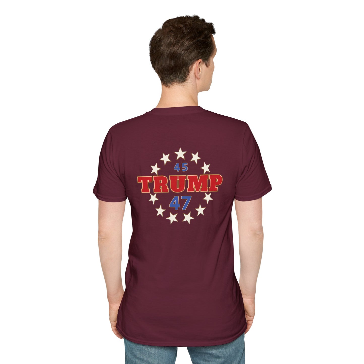"Trump 45-47 Circle of Stars", Unisex Softstyle T-Shirt