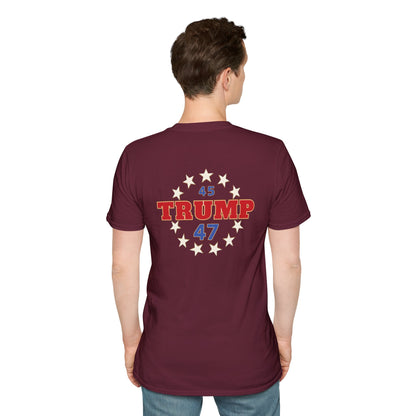 "Trump 45-47 Circle of Stars", Unisex Softstyle T-Shirt