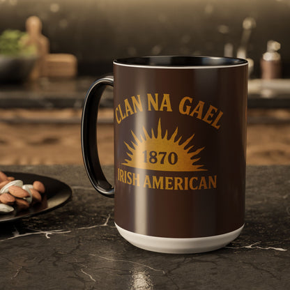 "Clan na Gael - Irish American", Colorful Mugs (11oz, 15oz) (Wild Boar Brown)