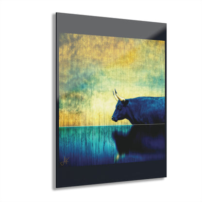 "Cattle Raid of Cooley", Fine Art Acrylic Wall Prints (French Cleat Hanging) (Blackstone Blue)