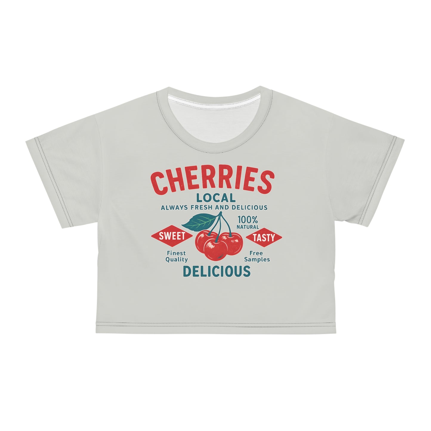 "Delicious Cherries", Crop Tee (Vintage Ash)