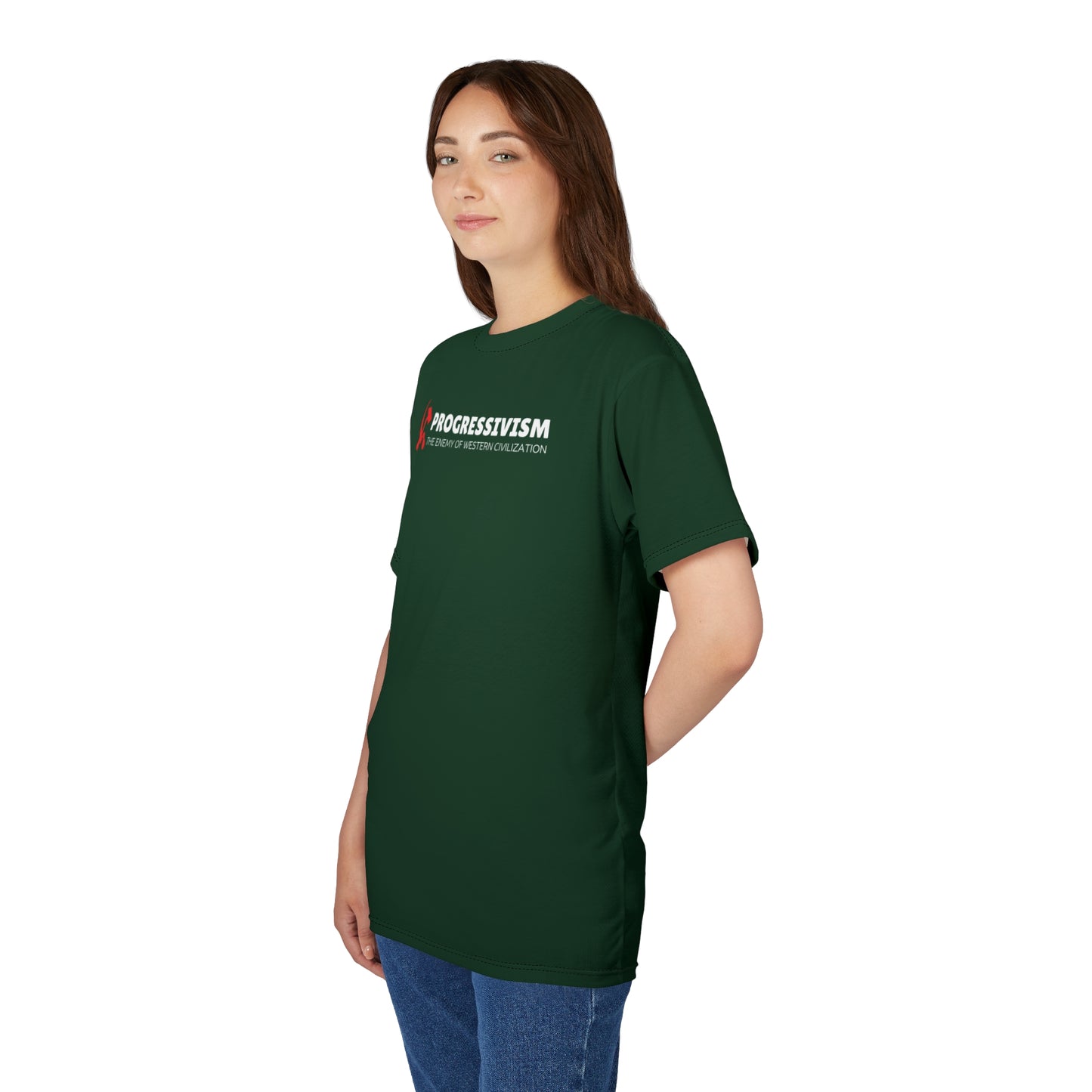 "Progressivism - Enemy of Western Civilization", Unisex Tee (Monsoon Green)