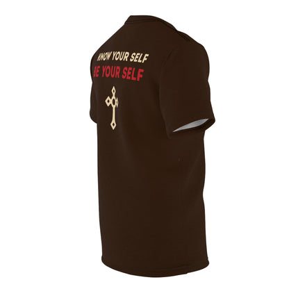 "Know Your Self", Unisex T-shirt (Zinnwaldite Brown)