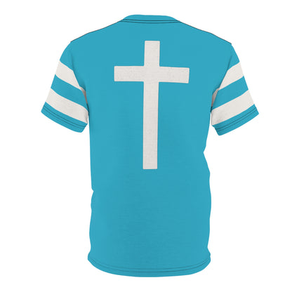 "Faith Overcomes Fear", Unisex Tee (Minoan Blue)