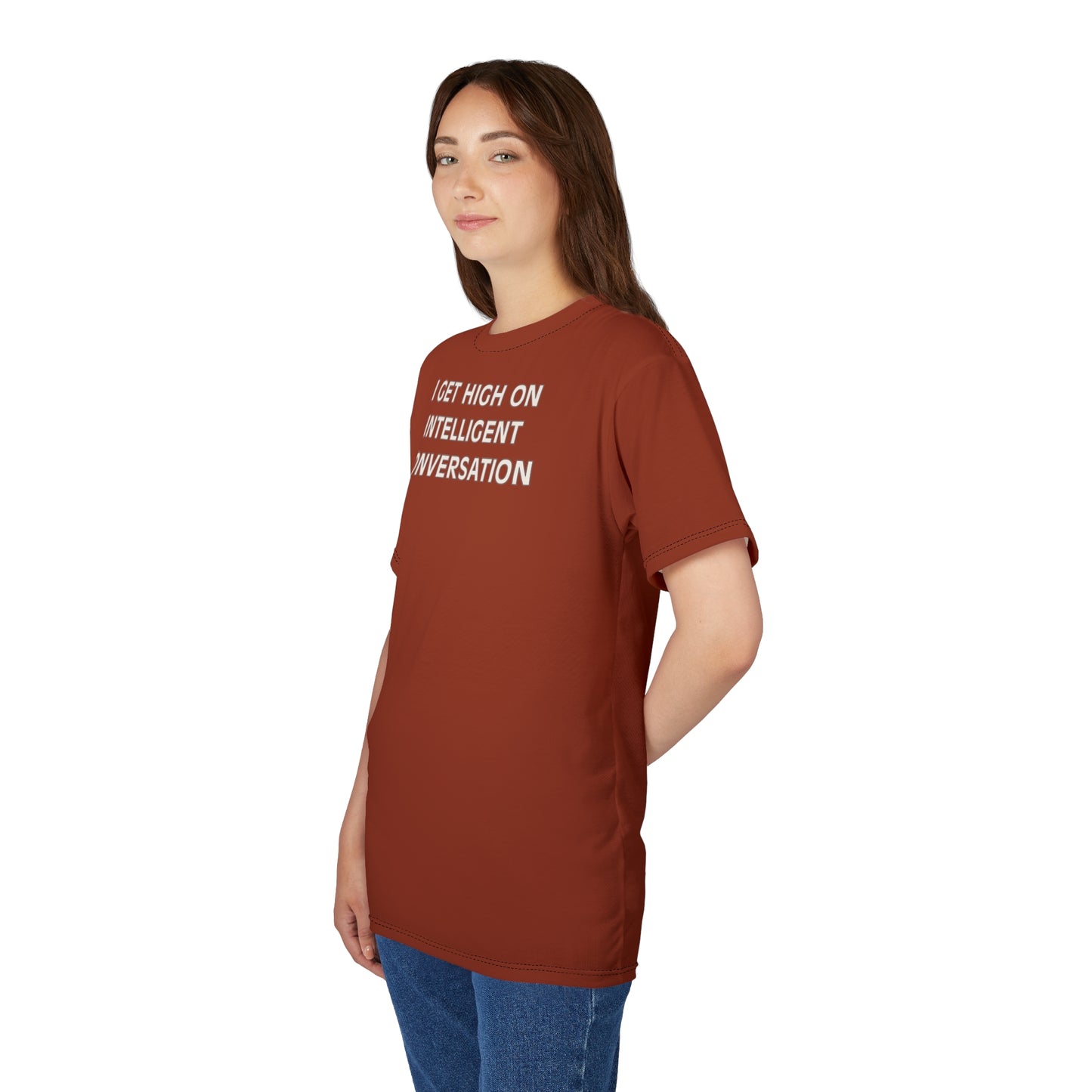"Intelligent Conversation", Unisex T-shirt (Chocolate Lust)