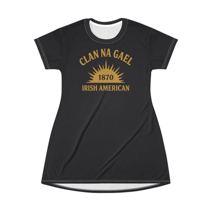 "Clan na Gael - Irish American", T-Shirt Dress (Raven Black)