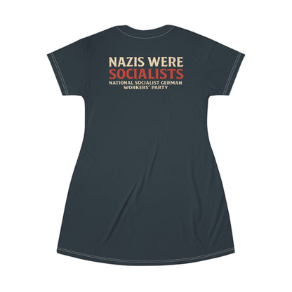 "Nazis were Socialists", T-Shirt Dress (Blue Whale)