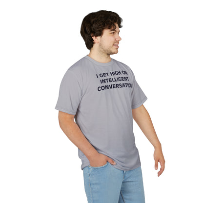 "Intelligent Conversation", Unisex T-shirt (Moonwalk Grey)