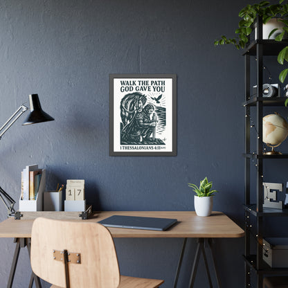 "1 Thessalonians 4:11 (KJV)", Framed Paper Poster (Porcelain White)