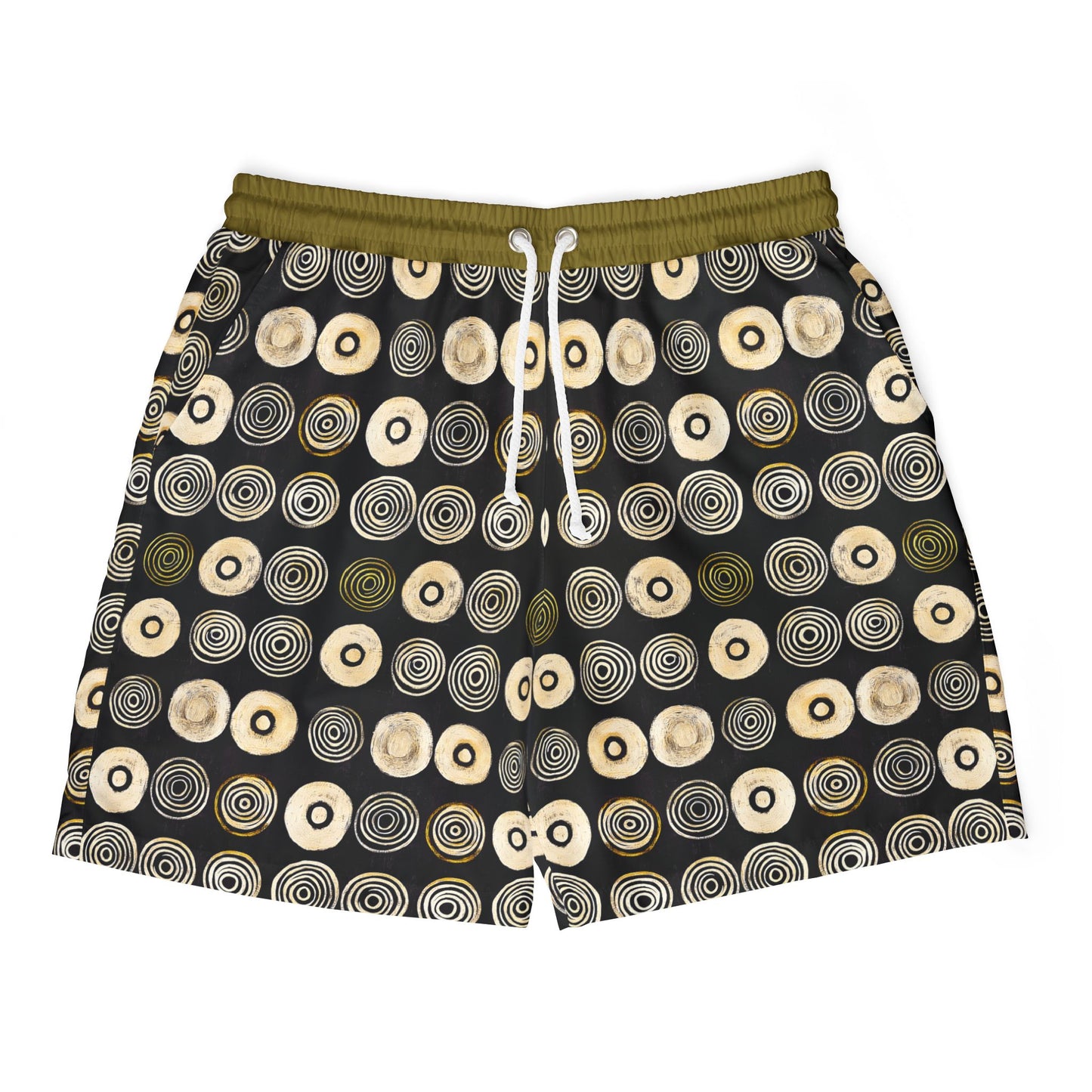 "Punk Polka", Swim Shorts (Soft Fig Green Waistband)