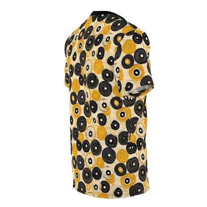 "Old 45's", Wearable Pattern Art Unisex Tee (70's Black Collar)