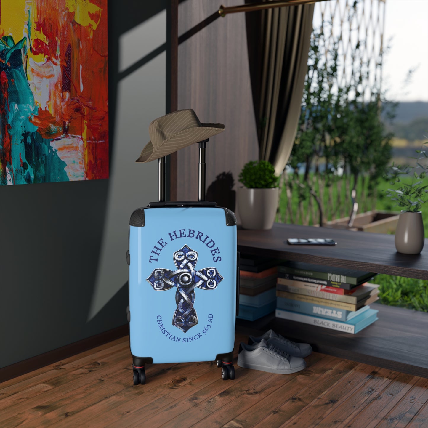 "The Hebrides - Christian Since 563 AD", Suitcases (Sky Blue)