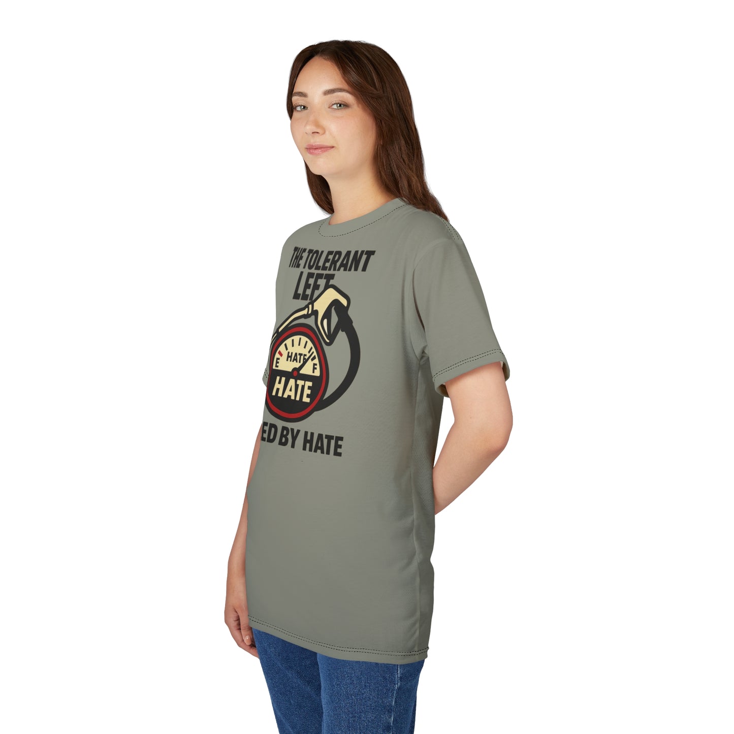 "The Tolerant Left", Unisex T-shirt (Deep Seagrass Grey)
