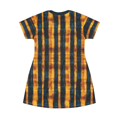 "Paleo Wolf Clan", T-Shirt Dress (Paleo Wolf Blue Collar)