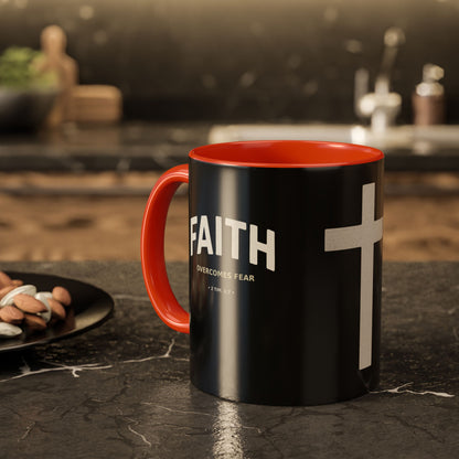 "Faith Overcomes Fear", Colorful Mugs (11oz, 15oz)