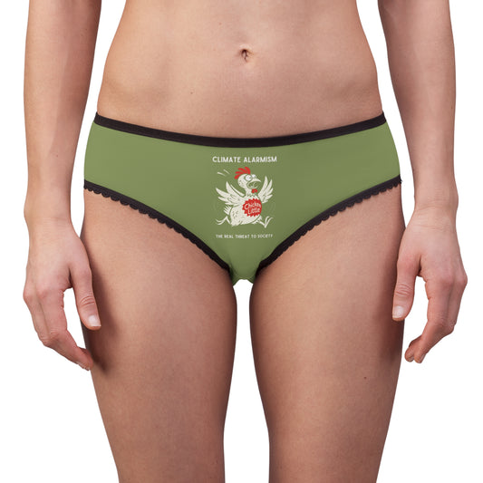 "Climate Alarmism - The Real Threat to Society" #22, Women's Briefs (Winter Pear Green)
