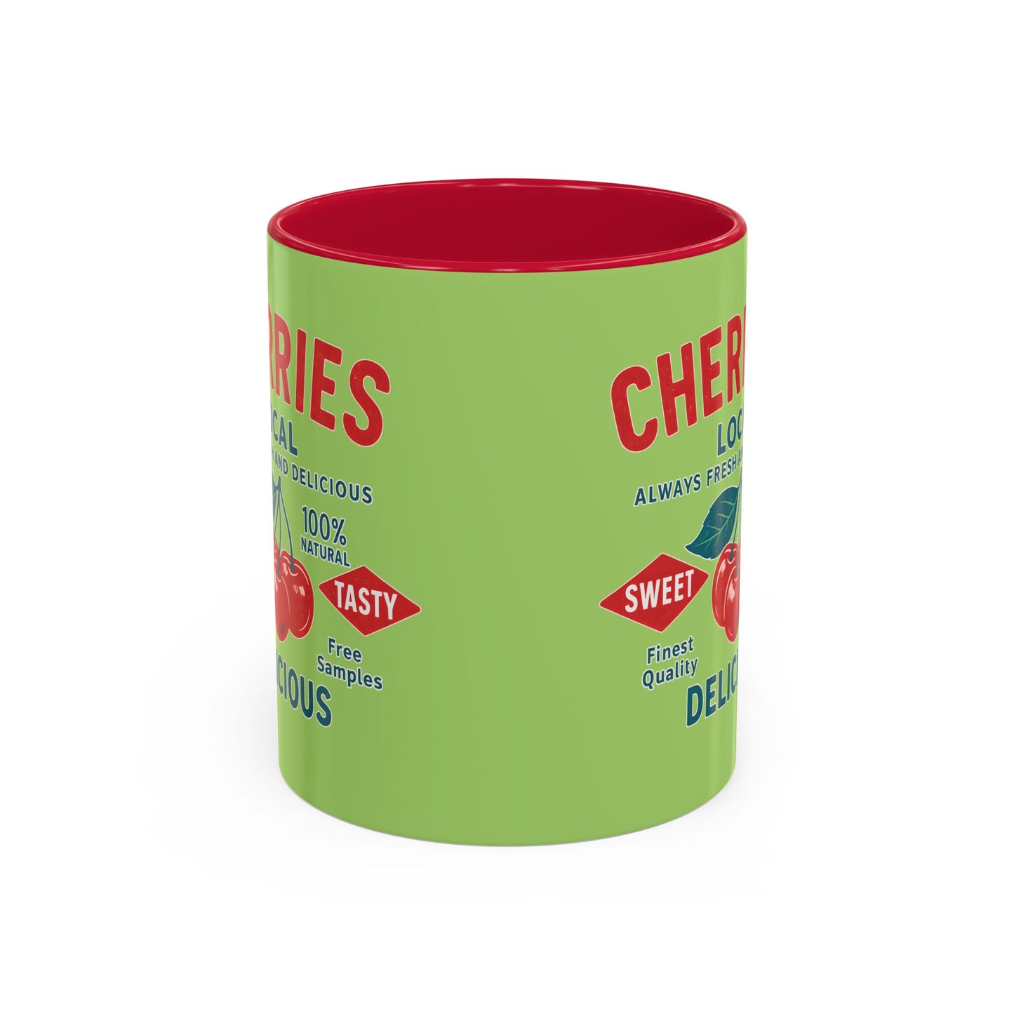 "Delicious Cherries", Colorful Mugs (11oz, 15oz) (Orchard Lime)