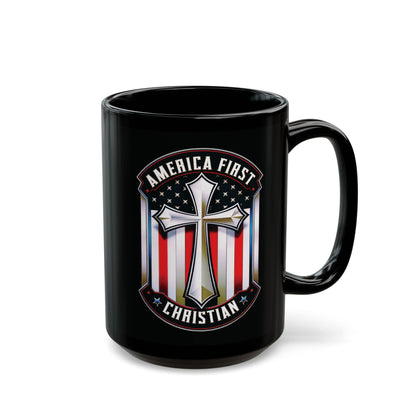 "America First Christian" #01, Black Mug (11oz & 15oz)