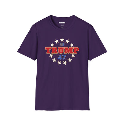 "Trump 45-47 Circle of Stars", Unisex Softstyle T-Shirt