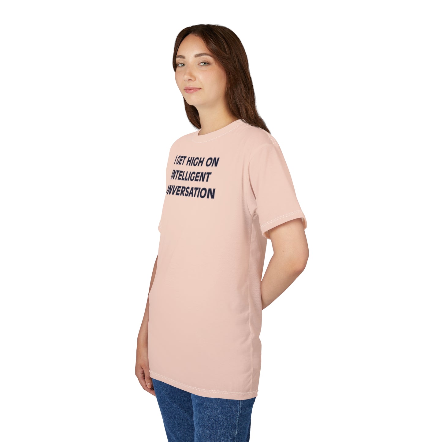 "Intelligent Conversation", Unisex T-shirt (Pink Grapefruit)