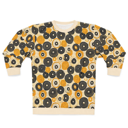 "Old 45's", Wearable Pattern Art Unisex Sweatshirt (Dough White Cuffs)