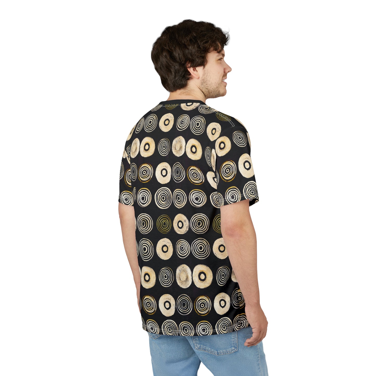 "Punk Polka", Wearable Pattern Art Unisex Tee (Plain Black Collar)