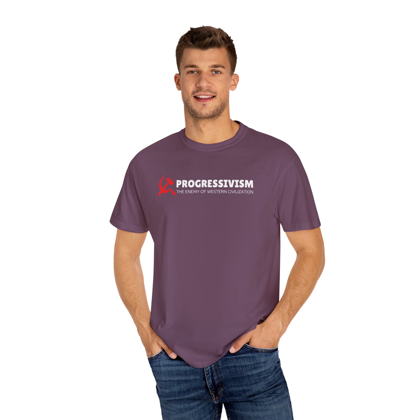 "Progressivism - Enemy of Western Civilization", Unisex T-shirt (Dark Colors)