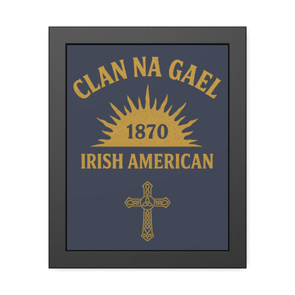 "Clan na Gael - Irish American", Framed Paper Poster (Blue Burka Grey)