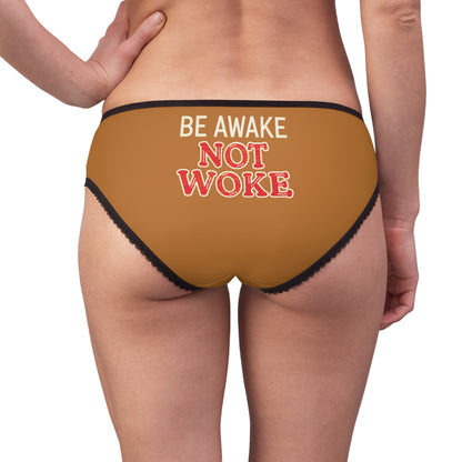 "Be Awake Not Woke" #10, Women's Briefs (Ochre)