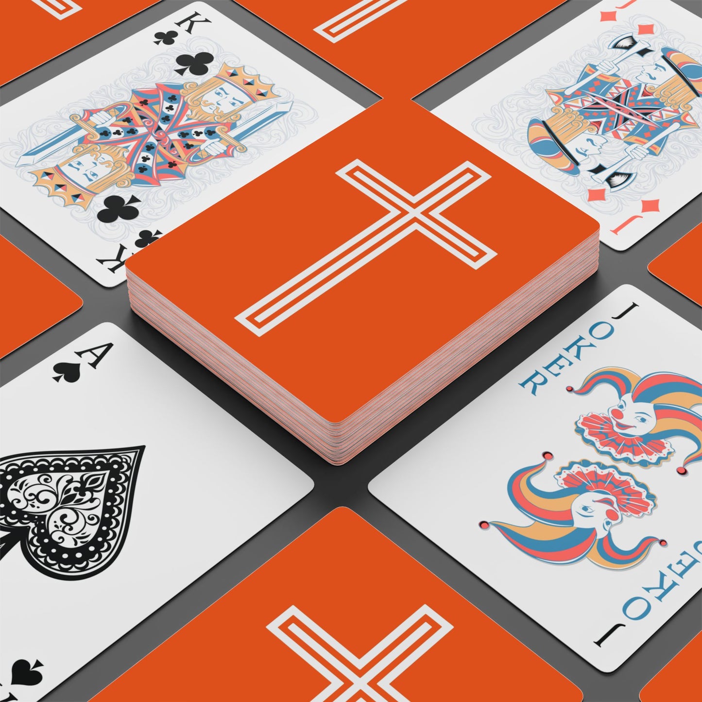 "A Simple Cross", Chrsitian Playing Cards (Lava Orange)