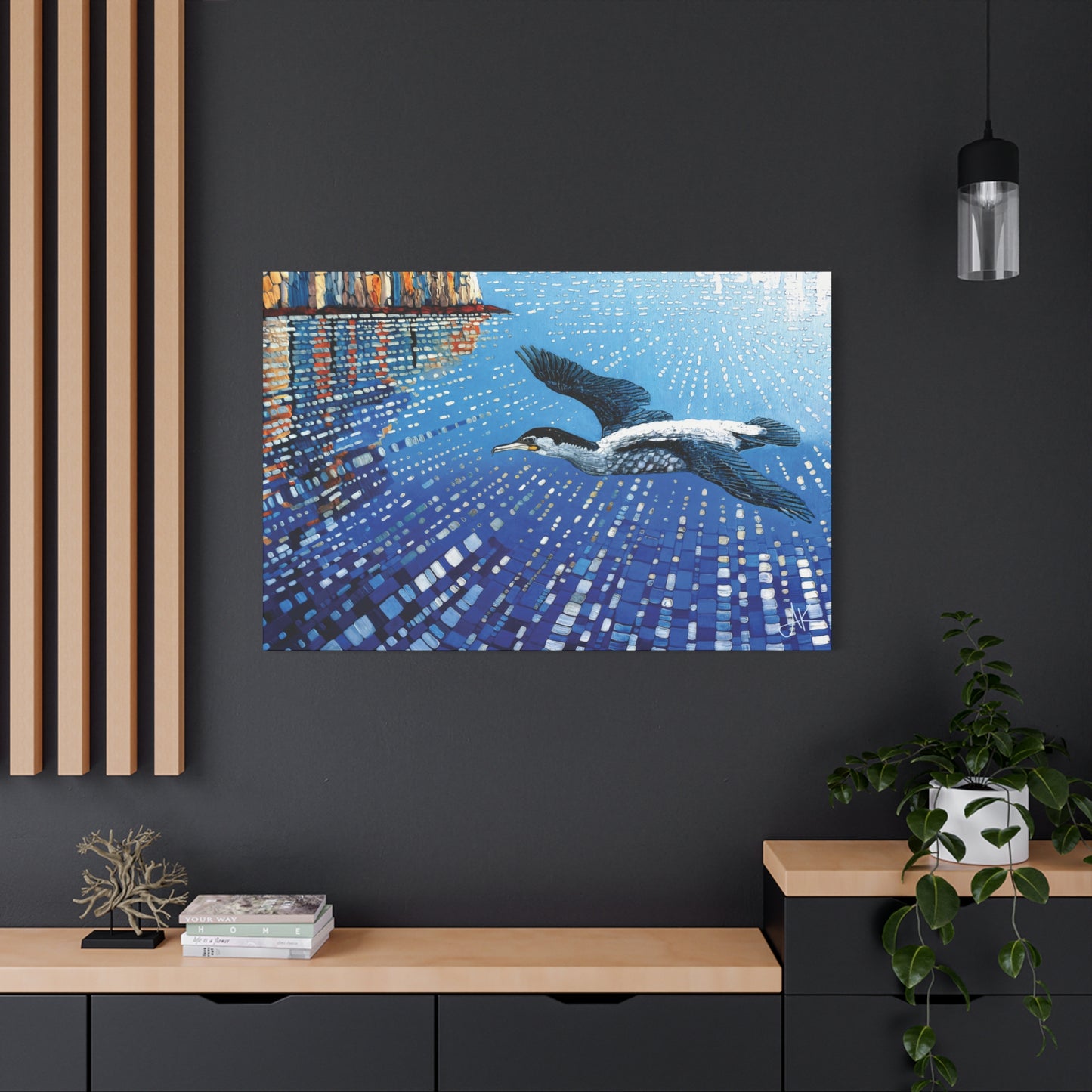 "Sky Kin I – Gannet Over the Reflecting Stack", Fine Art Matte Canvas, Stretched, 1.25"