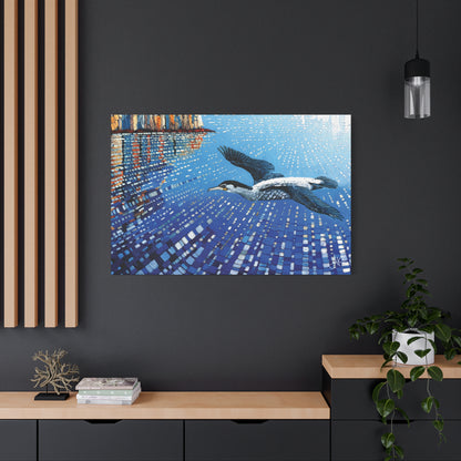"Sky Kin I – Gannet Over the Reflecting Stack", Fine Art Matte Canvas, Stretched, 1.25"