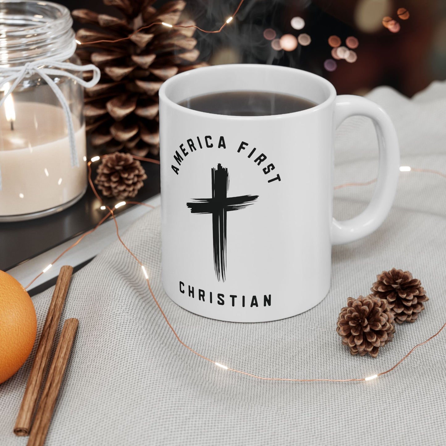 "America First Christian" #05, White Mug (11oz & 15oz)