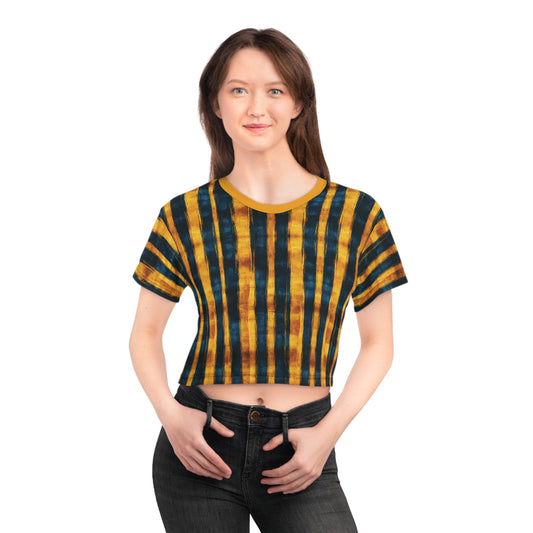 "Paleo Wolf Clan", Crop Tee (Deep Golden Yellow Collar)