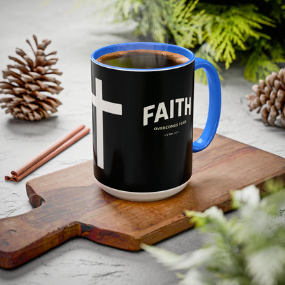 "Faith Overcomes Fear", Colorful Mugs (11oz, 15oz)