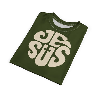 "Retro Jesus", Unisex T-shirt (Verdun Green)