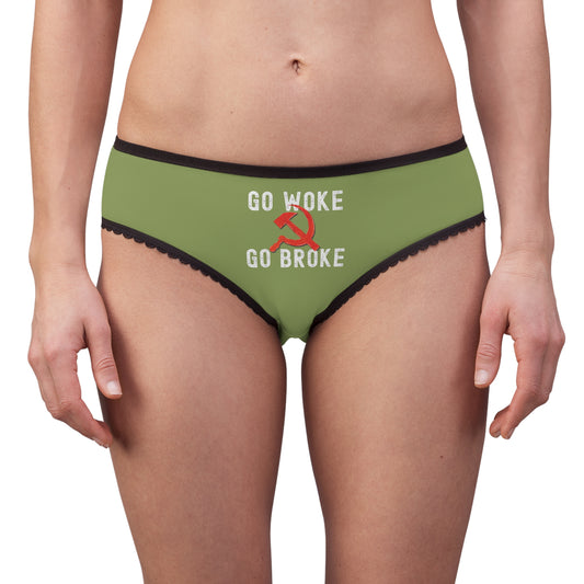 "Go Woke Go Broke (Communist)", Women's Briefs (Zesty Apple)