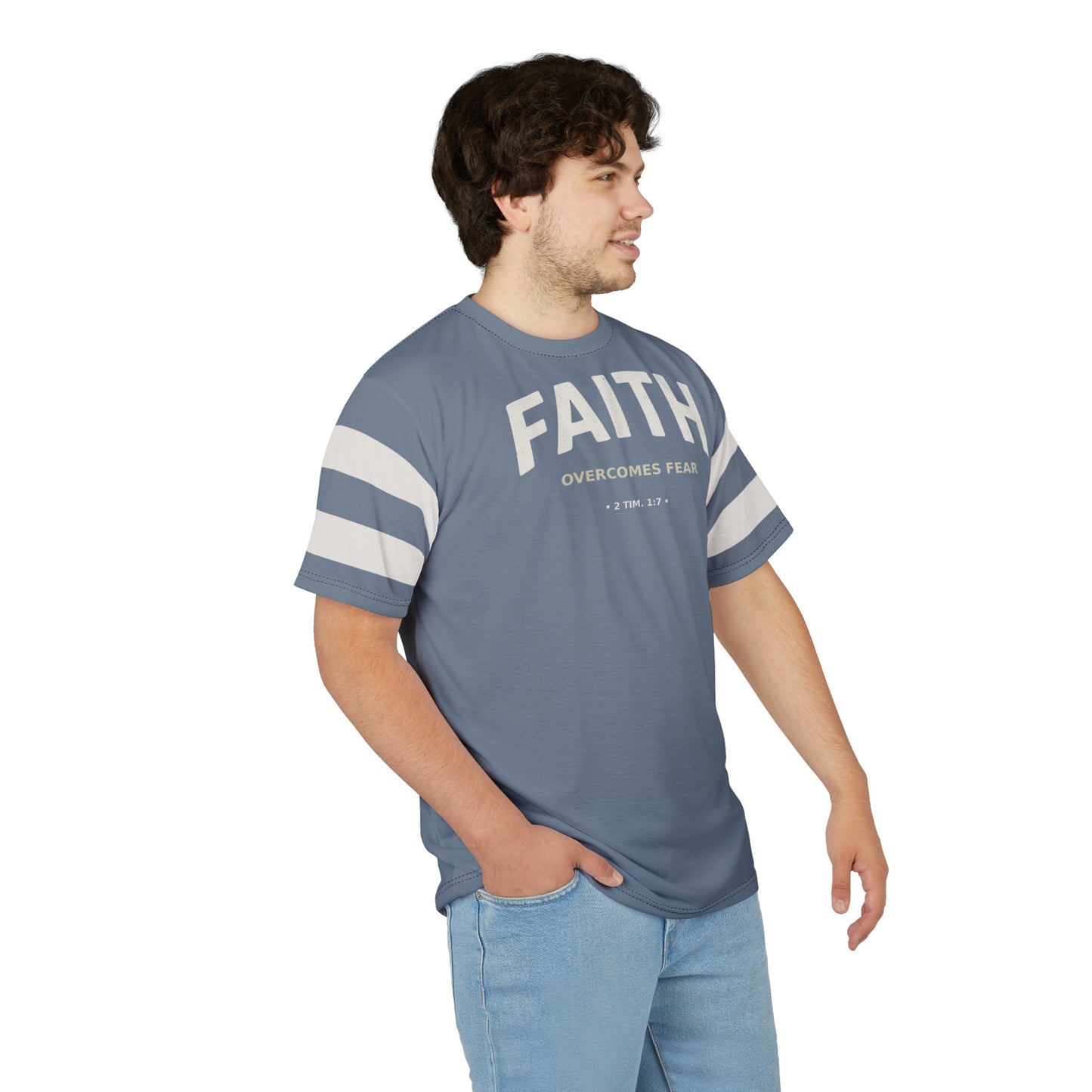 "Faith Overcomes Fear", Unisex Tee (Atlantic Grey)
