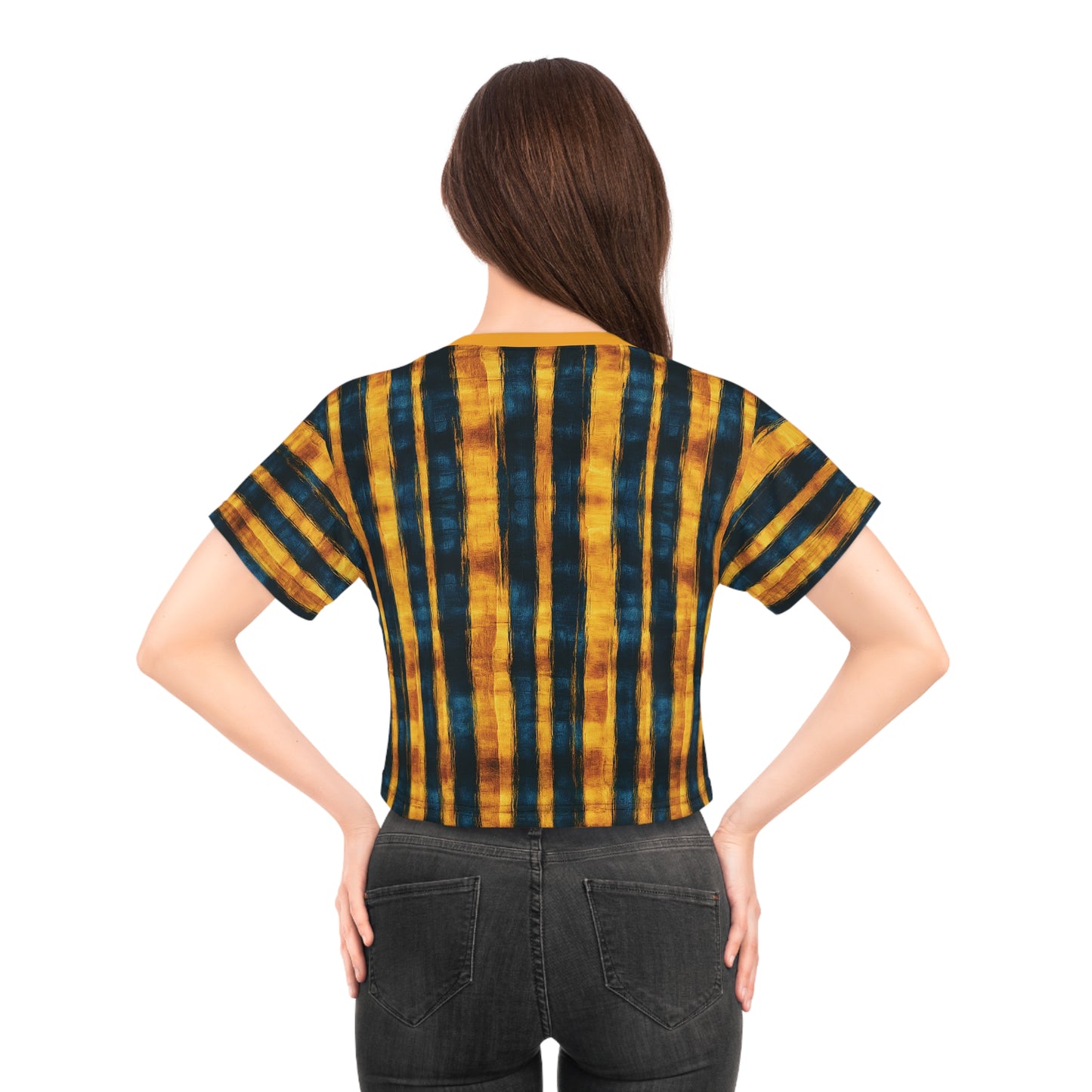 "Paleo Wolf Clan", Crop Tee (Deep Golden Yellow Collar)