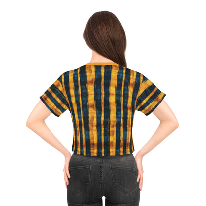 "Paleo Wolf Clan", Crop Tee (Deep Golden Yellow Collar)