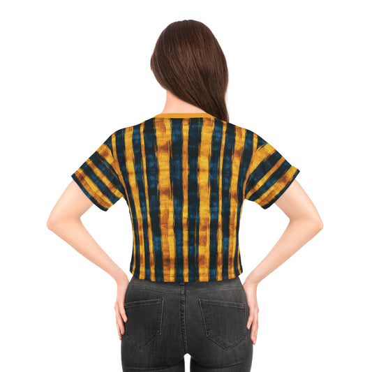 "Paleo Wolf Clan", Crop Tee (Deep Golden Yellow Collar)