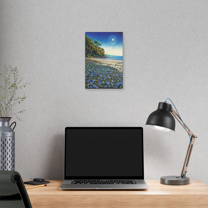 "Azure Petals on Silver Shore", Stretched Classic Canvas Fine Art Print