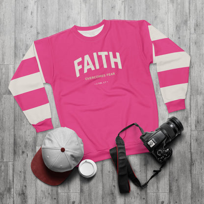 "Faith Overcomes Fear", Unisex Sweatshirt (Hot Pink)