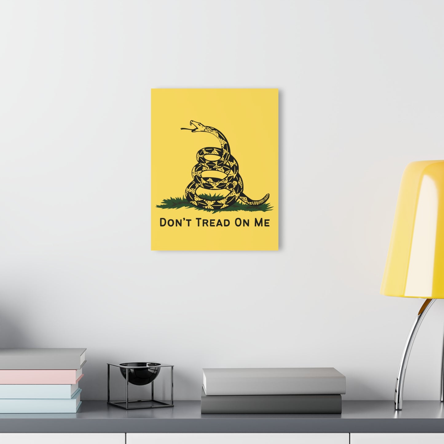 "Gadsden Flag: Don't Tread On Me" Acrylic Wall Prints (French Cleat Hanging) (Mustard Yellow)