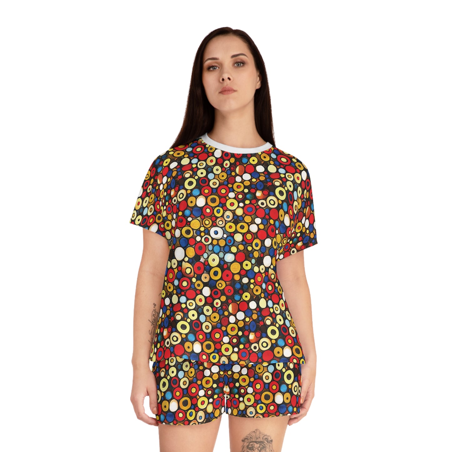 "Bits and Bobs", Fine Art Women's Short Pajama Set (White Collar)